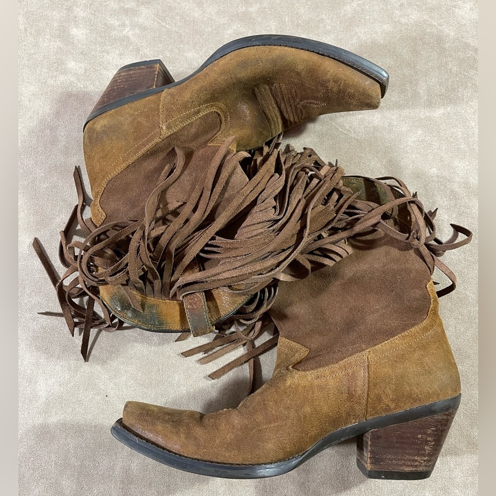 Ariat Women’s Gold Rush Western Cowboy Tassel Brown Leather Boot Size 9.5